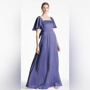 SACHIN & BABI AURORA FLUTTER SLEEVE GOWN NWT IN DEEP COBALT